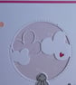 New Baby Card - Over the Moon for you - Rabbit With Clouds - Pink - Image 2