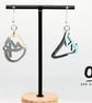 Mismatched Wooden Scribble Earrings Hand-Painted Blue, Grey, Cream Design - Image 3