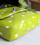 Polka Dot Print, Water-resistant Lime Green Oilcloth, Small Cross Body Bag - Image 4