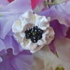 WHITE Clay PEACE POPPY BROOCH REMEMBRANCE Lapel Flower Pin HANDMADE HAND PAINTED