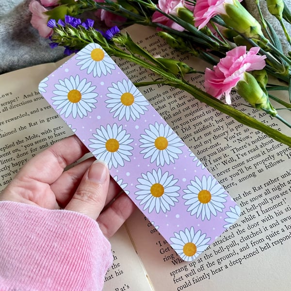 Spring Daisy Pink Bookmark, Plant Bookmark, Floral Bookmark.