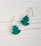 Delicate green glitter Christmas tree earrings - Image 1