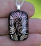 Fairy Wing Dichroic Glass Pendant: Rose Gold Fused Glass Necklace F47 - Image 3