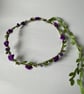 Purple Fabric Flower Crown with Amethyst and beads - One size, Long Lasting!