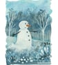 Bert - Original miniature. A5 Mounted. Snowman. Gouache. - Image 5