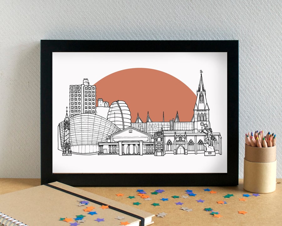Leicester Skyline Art Print