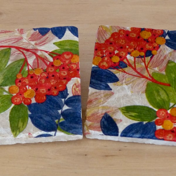 Marble 'Berries & Leaves' Coasters