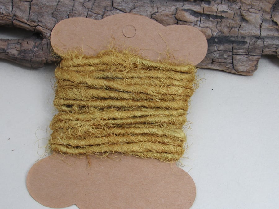 Naturally Dyed Old Gold Pure Silk Sari Silk Yarn 