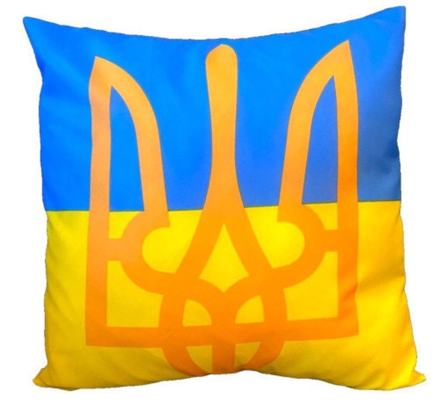 16" x 16" Ukraine Trident Ukrainian Flag Cushion Cover Sleeve