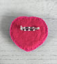 Hand Embroidered Ruby Red Heart Brooch  - Image 3