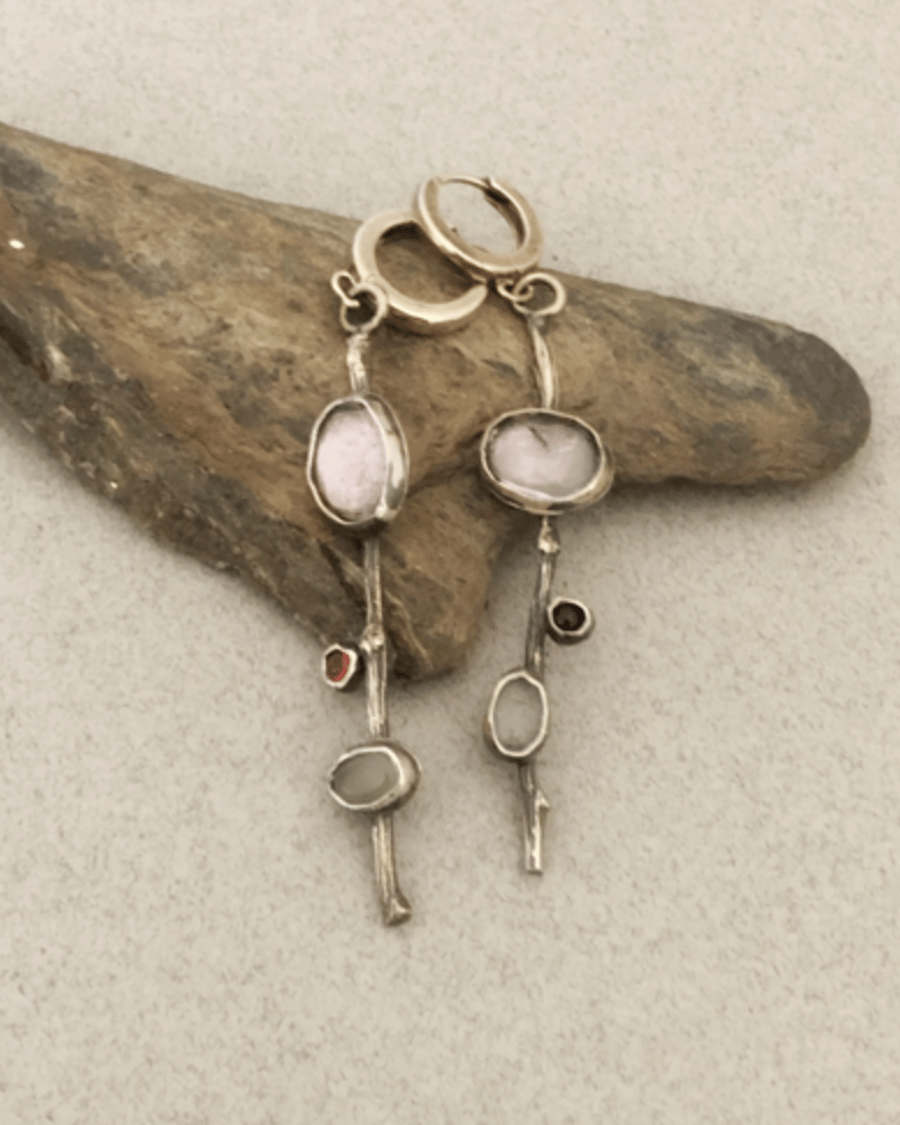 Silver Earrings - Twig Earrings - Gemstone Earrings - Amethyst Earrings