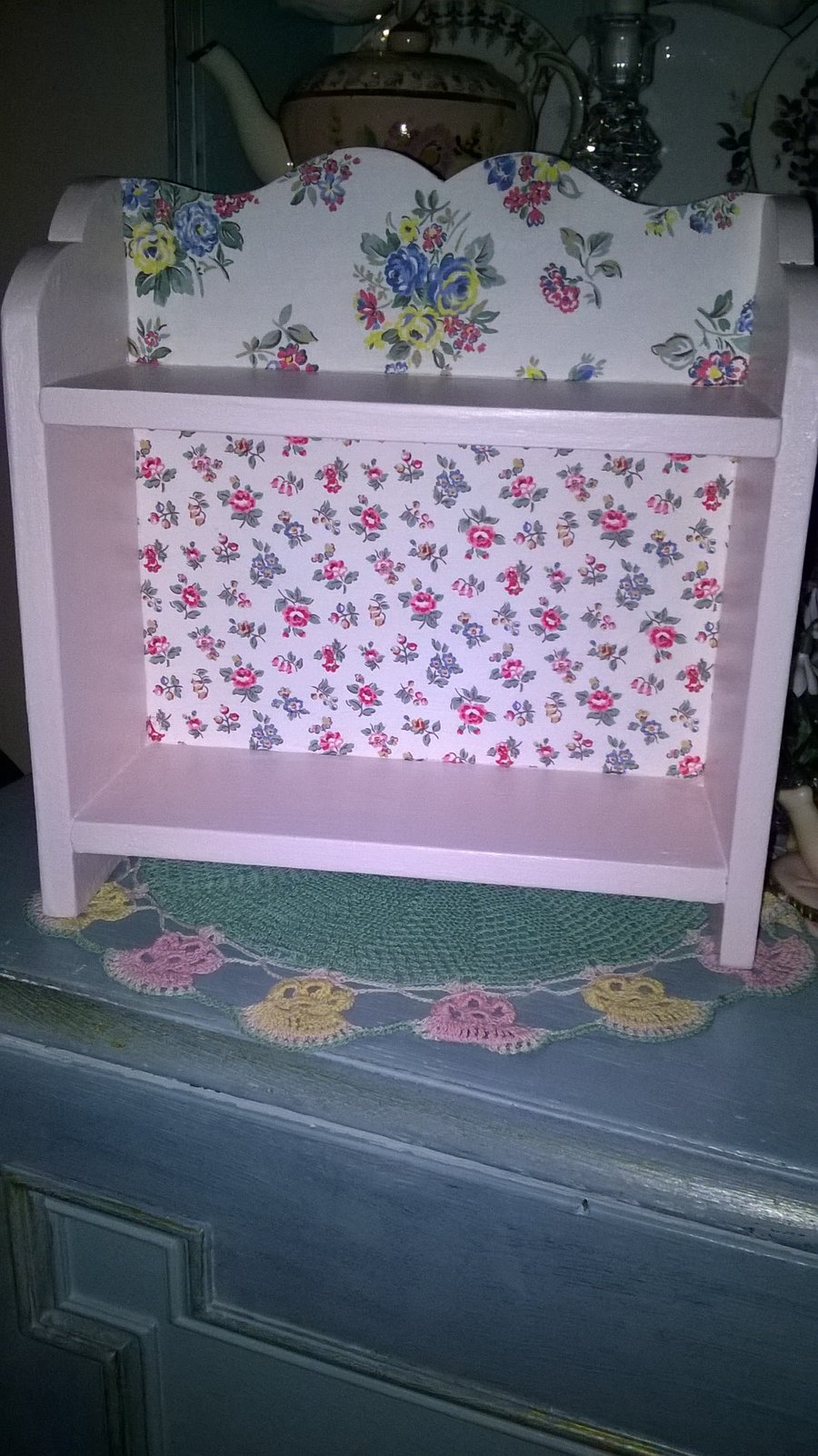 Handcrafted Wooden Shelf Unit Storage Shelves made using Cath Kidston Design 