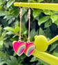 ENAMEL HEART EARRINGS Pink blue gold plated drop bar - Image 5