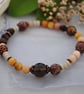 Mookaite, smoky quartz, poppy jasper stretch bracelet - Image 2