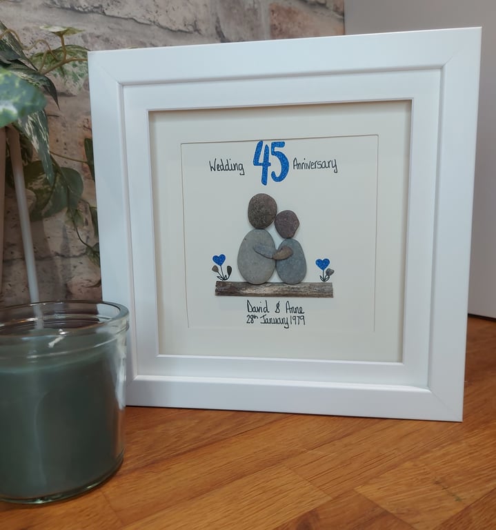 Personalised 45th Sapphire Anniversary Pebble Picture 8"x8"