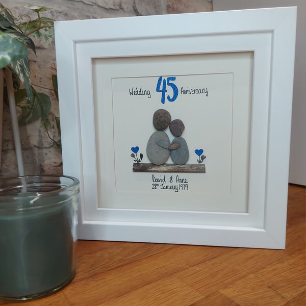 Personalised 45th Sapphire Anniversary Pebble Picture 8"x8"