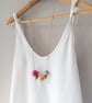 Isla - Hot pink, olive green, burnt orange necklace with grey hexagonal bead - Image 5