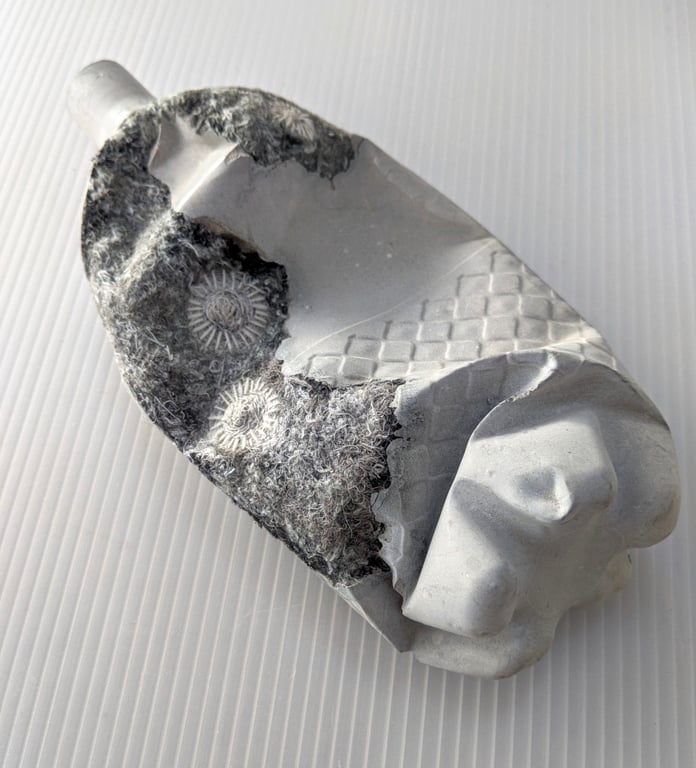 Message in a Bottle - sculpture from recycled materials (standard shelf white)