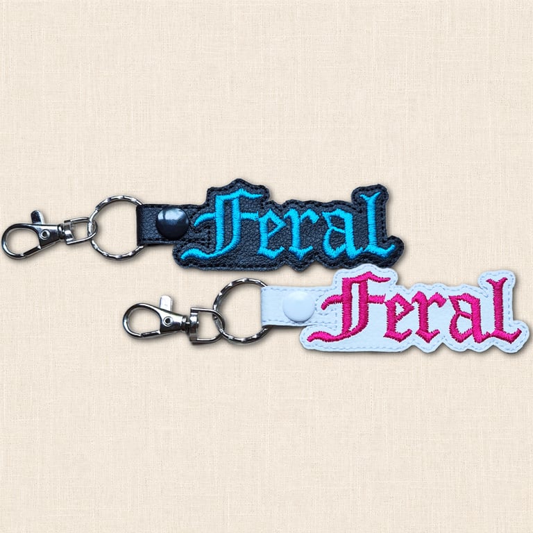 Feral Keyring - Funny Embroidered Faux Leather Bag Charm