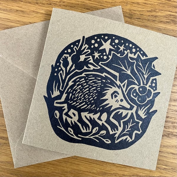 Winter Hedgehog Christmas card 
