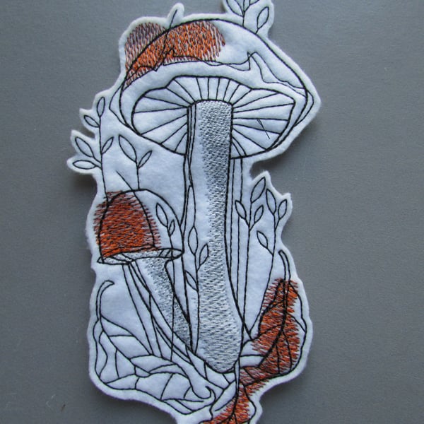 Fungi Mushroom Embroidered Sew on Applique Patch