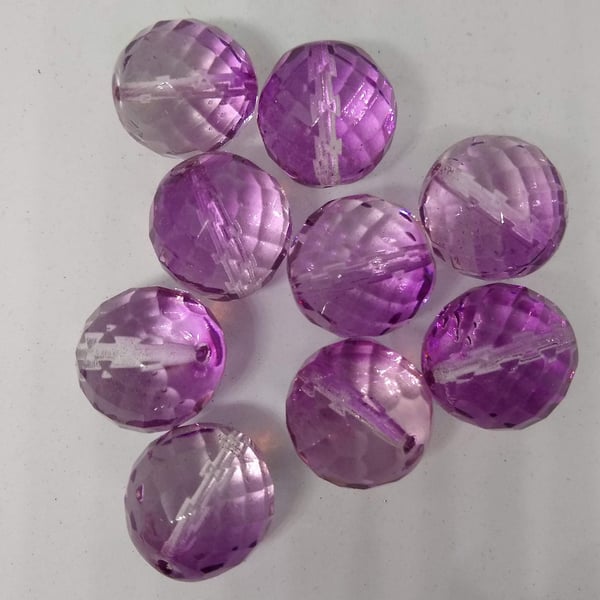 Czech Crystal 15mm Faceted Round Beads x 2 Beads