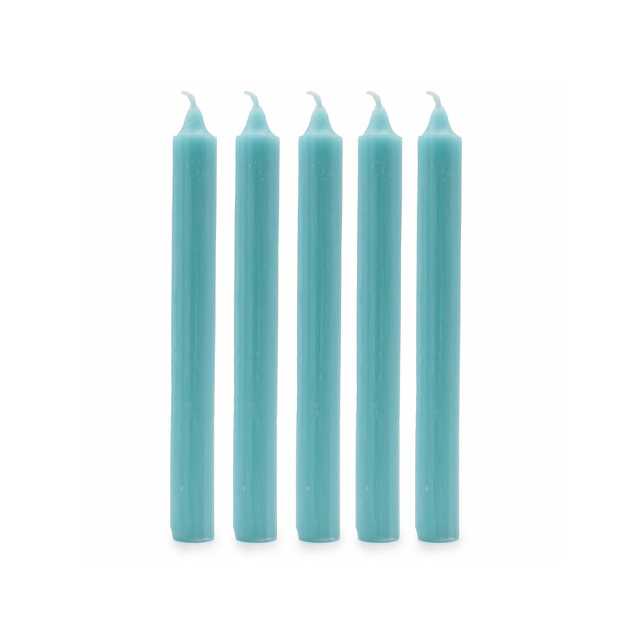 Rustic Aqua Solid Colour Dinner Candles - Pack of 5