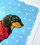 Festive Dachshund Wearing Christmas Jumper A4 Art Print - Image 2