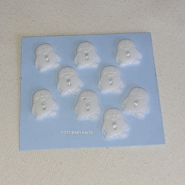 WHITE PENGUIN SHAPED BUTTONS