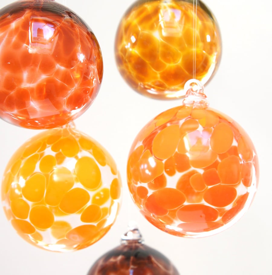 Sunset Orange, Handmade Blown Glass Christmas Bauble
