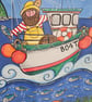 A cornish fisherman on his boat out to sea. Original illustration painting.. - Image 2