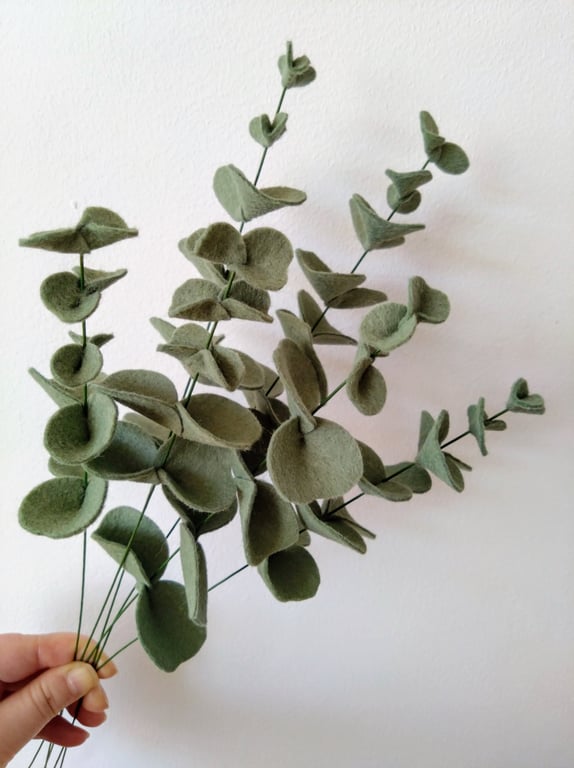 Handmade Felt Eucalyptus Branch 