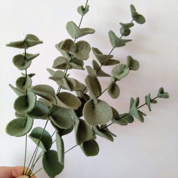 Handmade Felt Eucalyptus Branch 