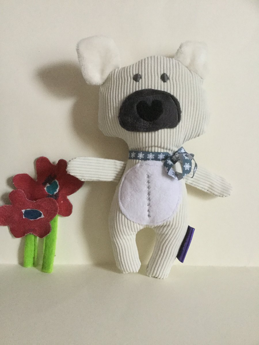 Handmade Soft Toy Polar Bear with the moon and stars, nursery, gift