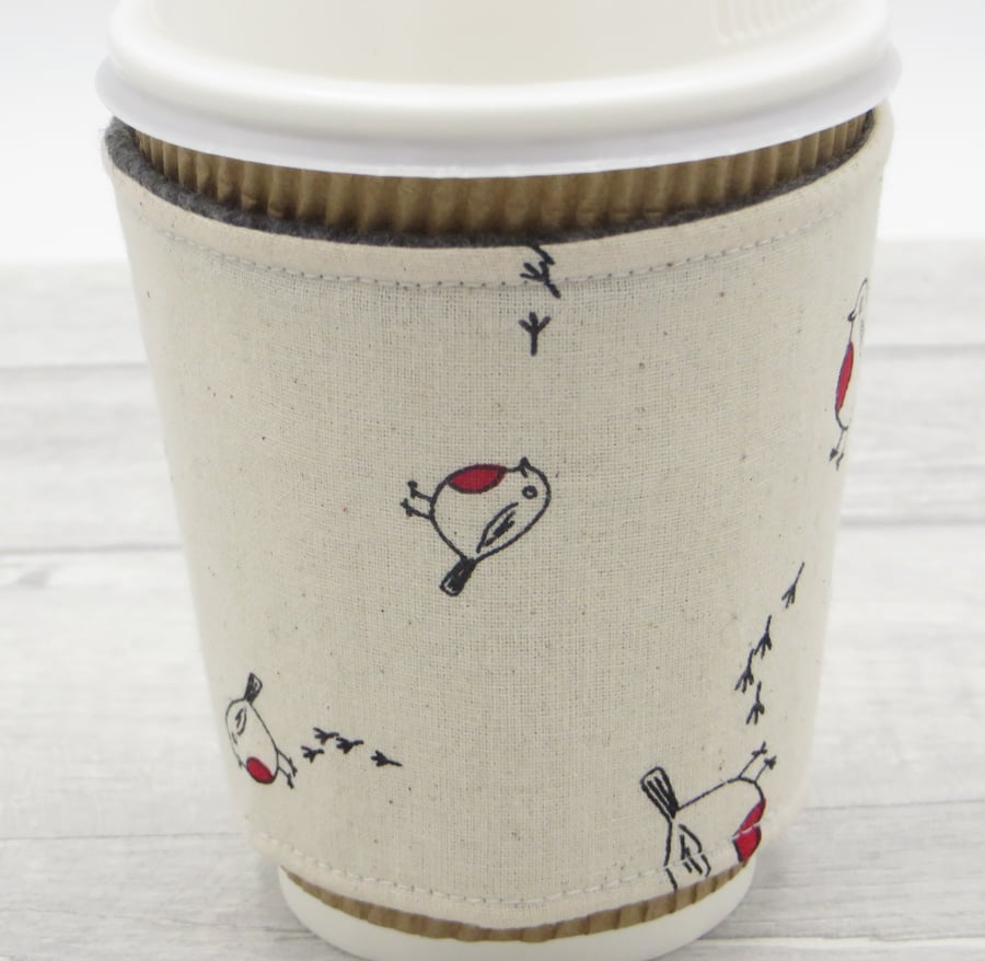 Coffee Cup Cosy, Christmas Fabric, Eco Friendly cup holder, stocking filler