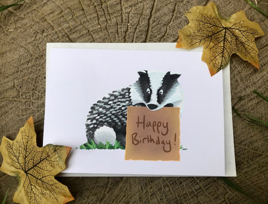Happy Birthday Badger Greeting Card