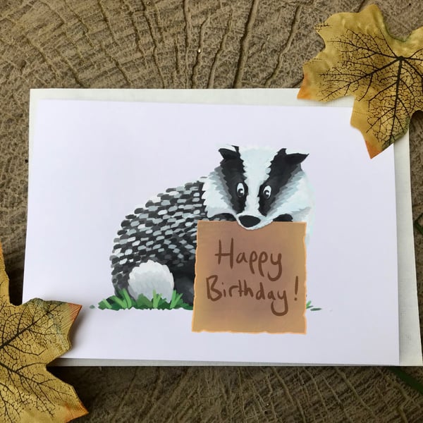 Happy Birthday Badger Greeting Card