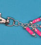 Pink paper beaded keyring, also bag charm