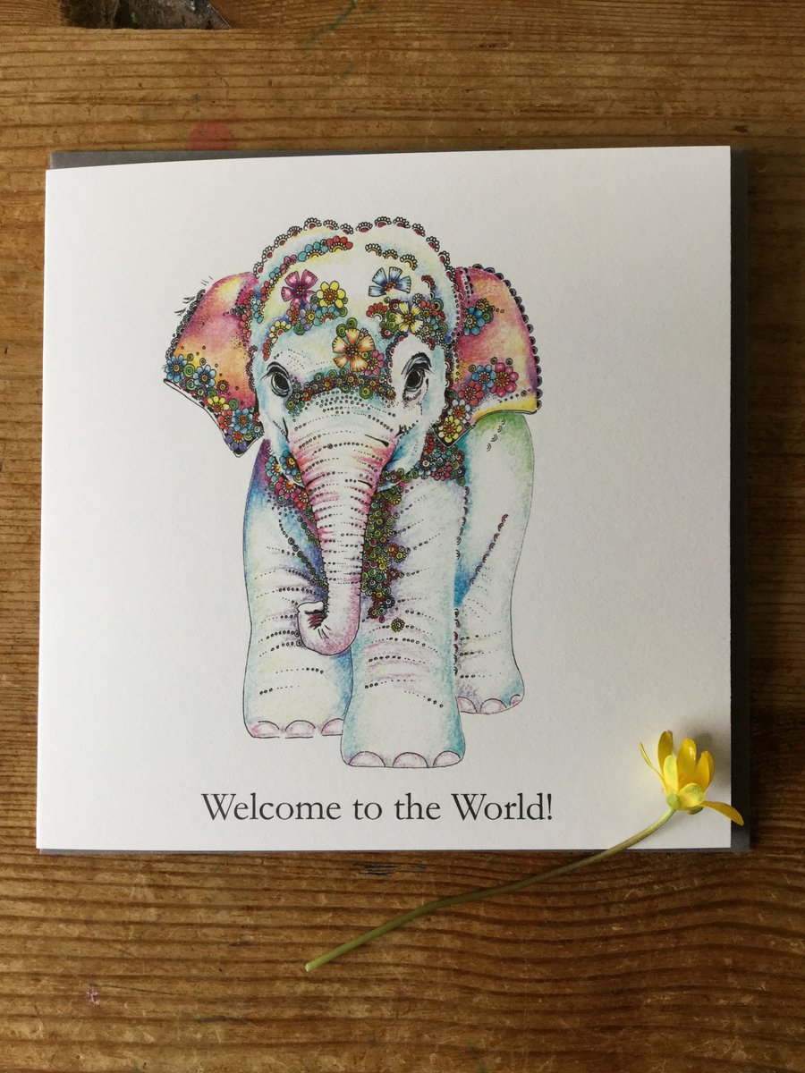 Welcome to the World Baby Elephant Greeting card 