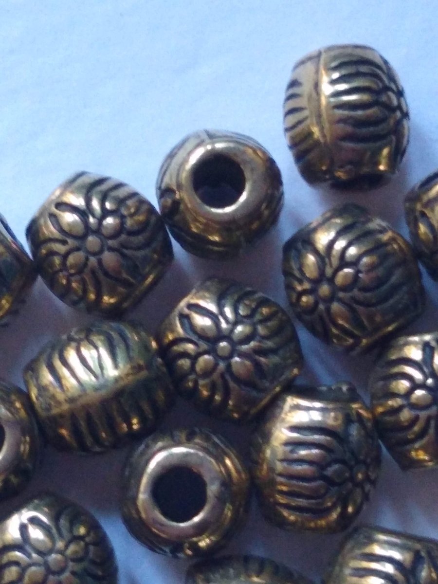 Metalised Gold Beads Small Shapes Antique Gold x 30