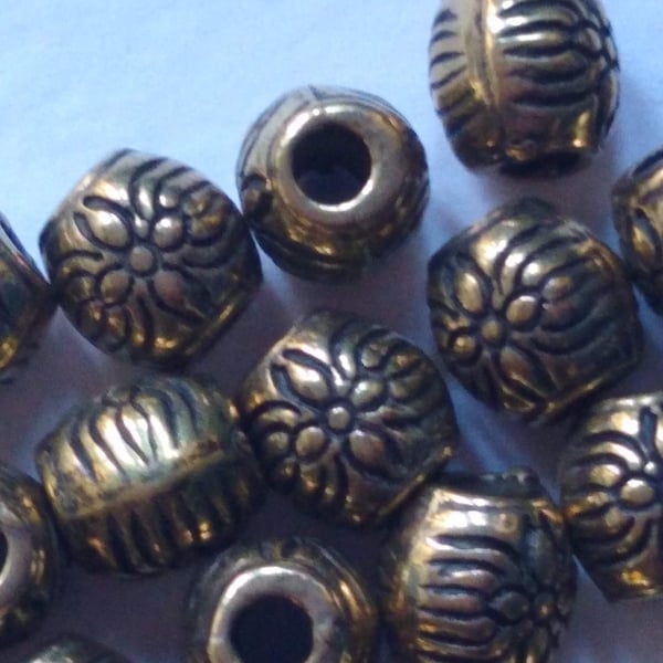 Metalised Gold Beads Small Shapes Antique Gold x 30