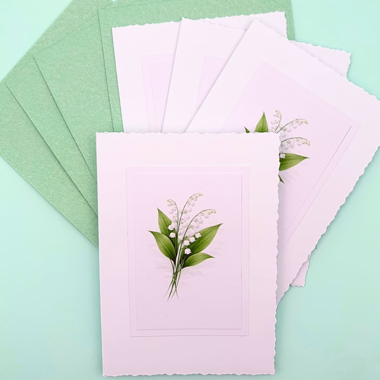Lily of the Valley A6 Card Set of 4 - Botanical Blank Greeting Cards