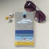 Glasses Case with Embroidered Beach Scene