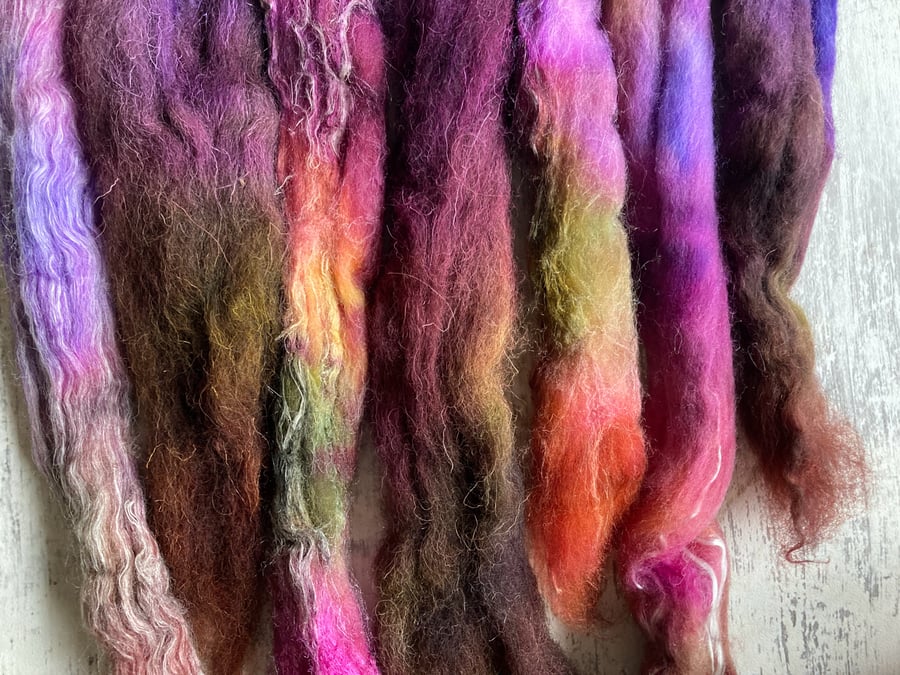 Faery fluff spinning felting fibre pack ooak mixed fibres 100g