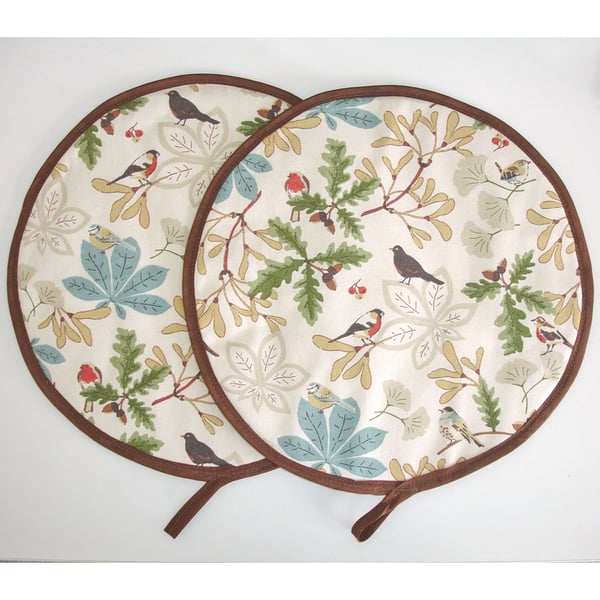 Aga Hob Lid Mats Birds Pads Covers Surface Savers Robin Blackbird Leaves