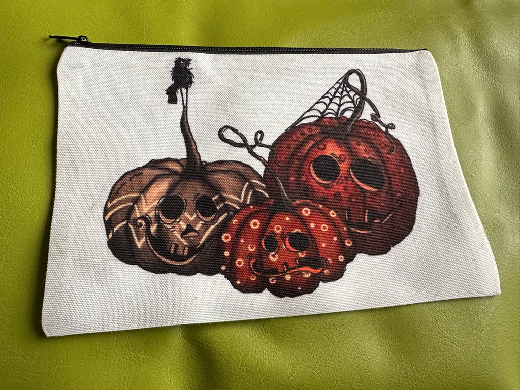 Halloween pumpkins pencil case, makeup bag, zipped pouch