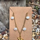 Gold Stainless Steel Starfish Pendant with Freshwater Pearl Charm Necklace