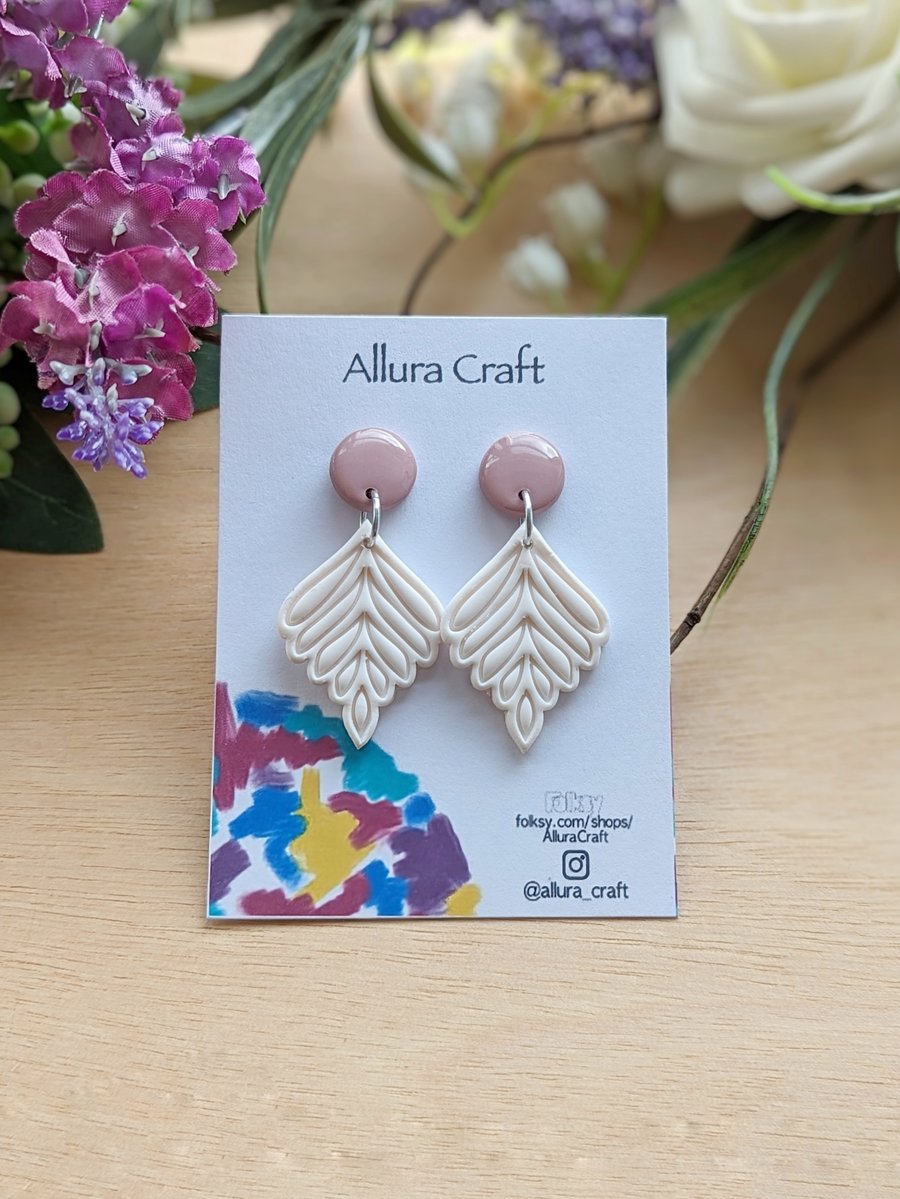 Romantic Neutral Embossed Drop Earrings 