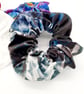 Set of 3 large scrunchies,  white satin,  navy velour and blue petal.   - Image 7