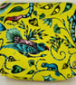 Handmade Emma Shipley sateen fully lined zip purse in yellow tropical design